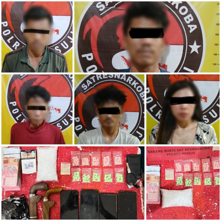 Miliki Sabu 293 Gram dan 100 Butir Pil Extacy Lima Orang Asal Riau Diringkus Sat Res Narkoba Polres Mesuji