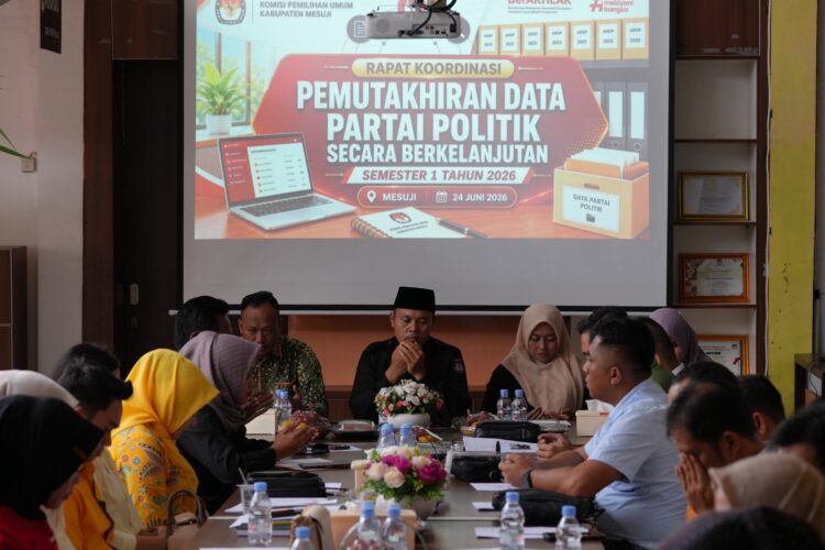 KPU Mesuji Gelar Rapat Koordinasi Pemutakhiran Data Parpol Lewat Sipol