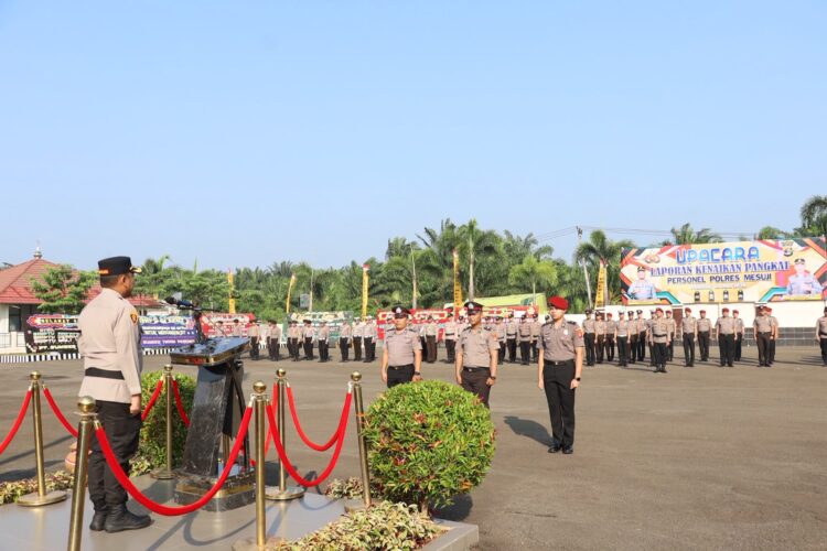 Polres Mesuji Gelar Upacara Kenaikan Pangkat Periode 1 Juli 2026 untuk 21 Personil