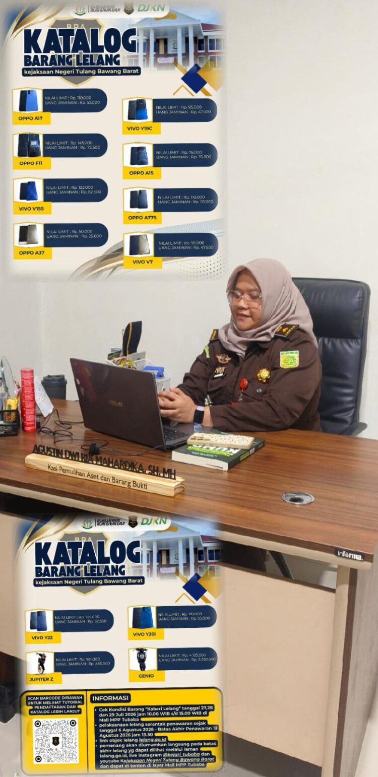 Putusan Inkracht, Kejari Lelang Barang Rampasan, Peserta Wajib Miliki Aplikasi Lelang