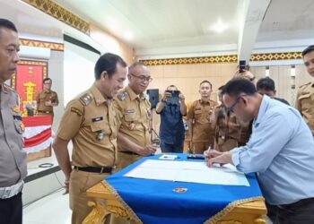 Pemkab Lampura Rakor Kesepakatan Perbaikan Jalan Bernah Kali Cinta