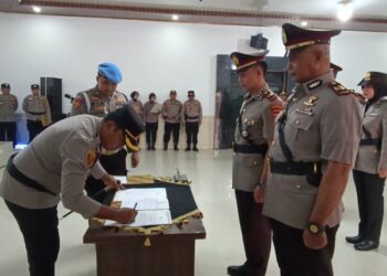 Kapolres Mesuji Pimpin Langsung Upacara Sertijab Kasat Samapta dan Kasat Lantas