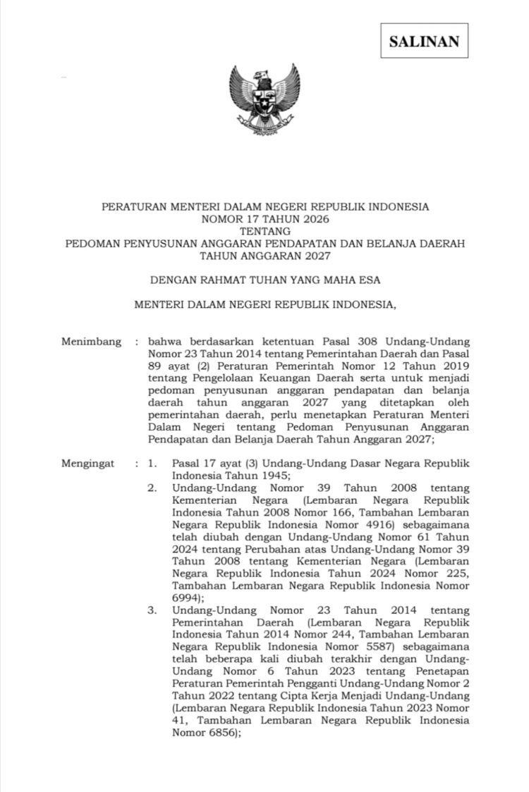 Permendagri No 17 Tahun 2027 Melarang Lembaga Vertikal TNI Polri Dan Kejaksaan Menerima Hibah Dari APBD
