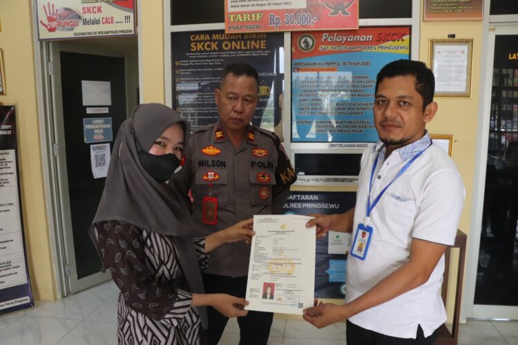 Permintaan Surat Keterangan Catatan Kepolisian (SKCK) di Kabupaten Pringsewu sepanjang Januari hingga September 2026 mencapai 6.149 dokumen